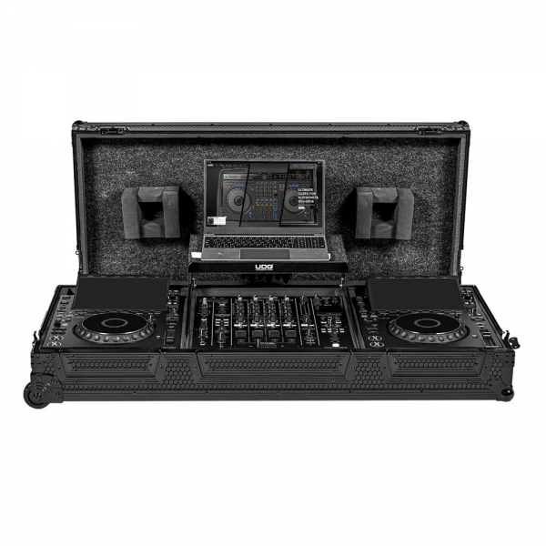 [플라이트 케이스] UDG Ultimate Flight Case Set AlphaTheta CDJ-3000X/DJM-A9 Black Plus (Laptop Shelf + Wheels) (U91111BL)