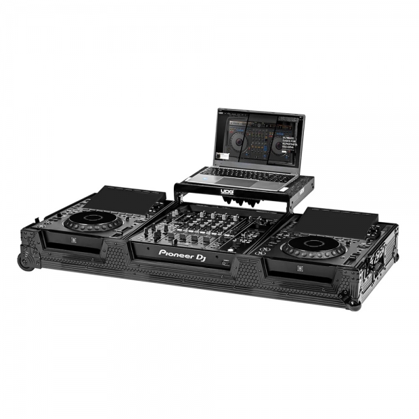 [플라이트 케이스] UDG Ultimate Flight Case Set AlphaTheta CDJ-3000X/DJM-A9 Black Plus (Laptop Shelf + Wheels) (U91111BL)