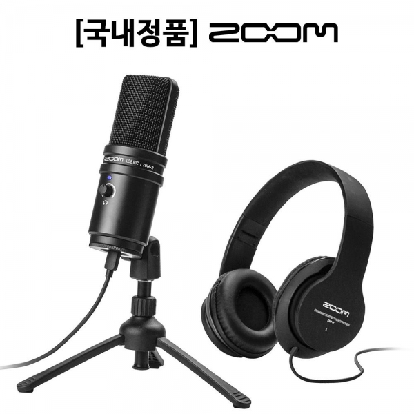 ZOOM 줌 ZUM-2 팟캐스트 마이크 팩(마이크, 헤드폰, 데스크탑 스탠드, USB 케이블, 윈드스크린)