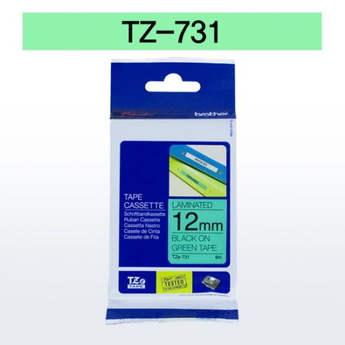 ⓢ테이프카트리지(TZe-731/12mm/녹색바탕,검정글씨/브라더)