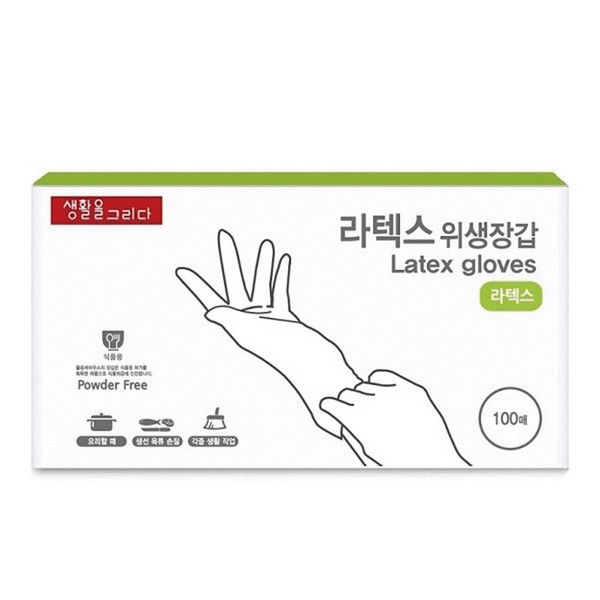 ⓢ라텍스 장갑(화이트/L/100매/생활을그리다)