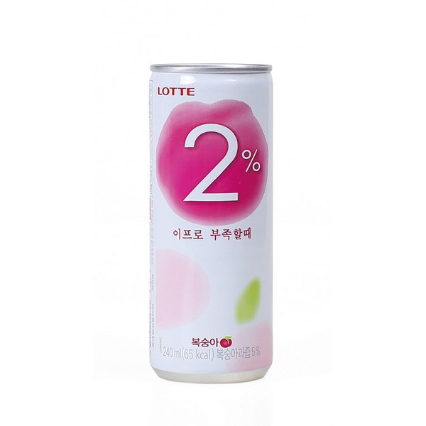 ⓣ2% 부족할때 복숭아(240ml*30캔/BOX/롯데칠성)