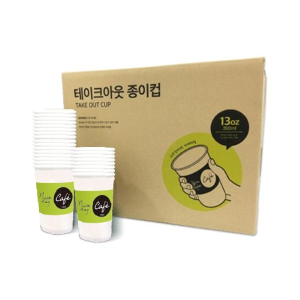 ⓢ나이스데이 테이크아웃 종이컵(500개/13oz/25개*20줄/Box/350g)