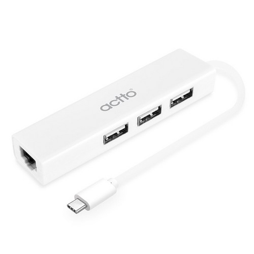 ⓢ타입C USB LAN 어댑터 허브 콤보(HUBL-04/화이트/actto)