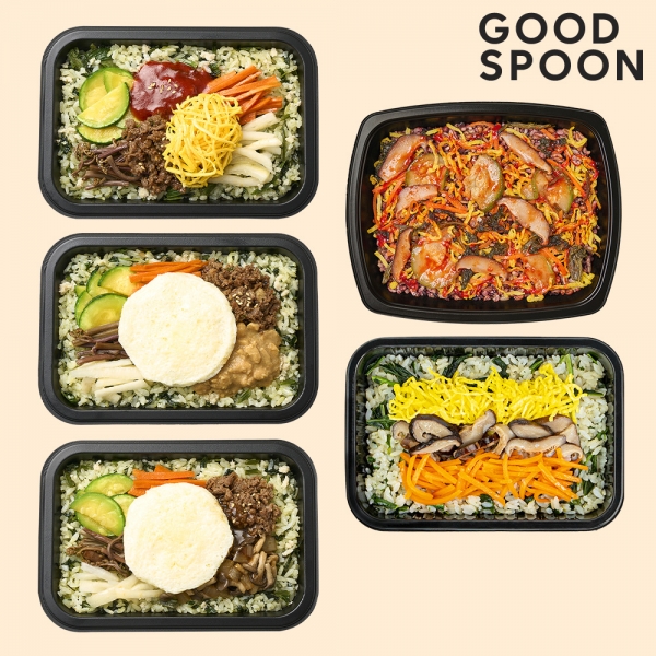 굿스푼 저당 비빔밥 도시락 5종 5팩 야채 나물밥 덮밥 맛있는 한식 배달 간편 관리 식단