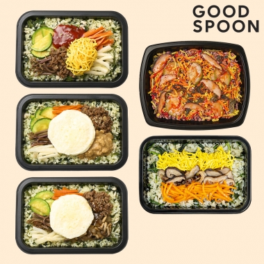 굿스푼 저당 비빔밥 도시락 5종 5팩 야채 나물밥 덮밥 맛있는 한식 배달 간편 관리 식단