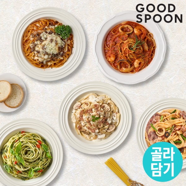 굿스푼 간편 파스타 5종 골라담기 바질페스토 알리올리오 베이컨 크림 투움바 라구 토마토 해장파스타