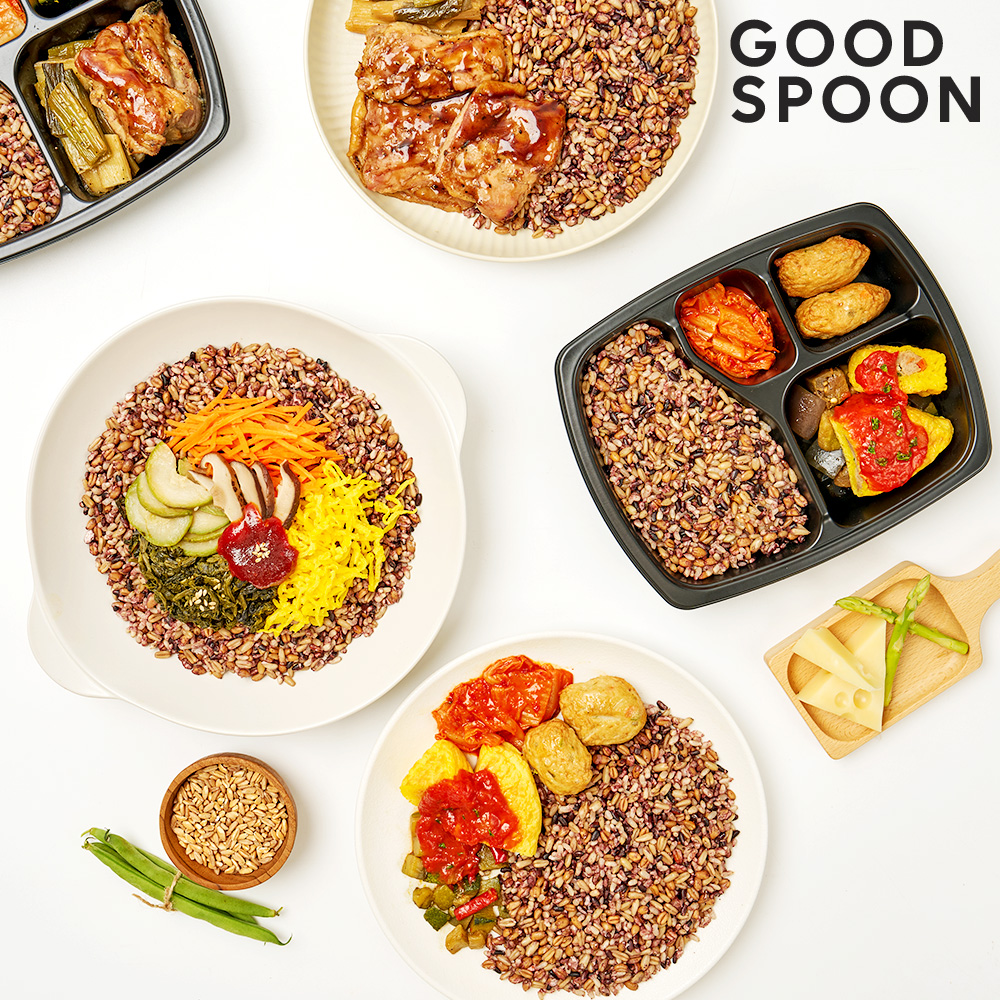 굿스푼 백미ZERO 저당 파로 잡곡밥 도시락 3종 6팩