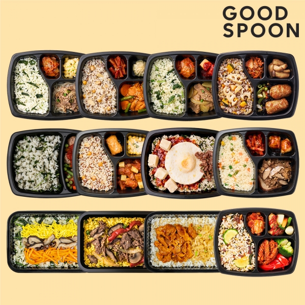 굿스푼 도시락 나물 비빔밥 12팩 맛있는 밥 반찬 건강한 영양 관리 음식 간편 식단