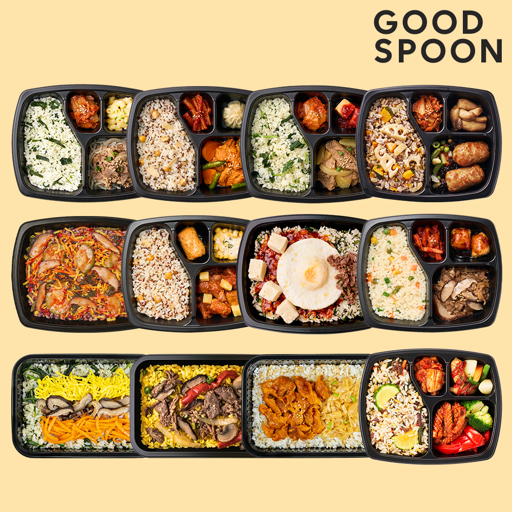 굿스푼 도시락 나물 비빔밥 12팩 맛있는 밥 반찬 건강한 영양 관리 음식 간편 식단