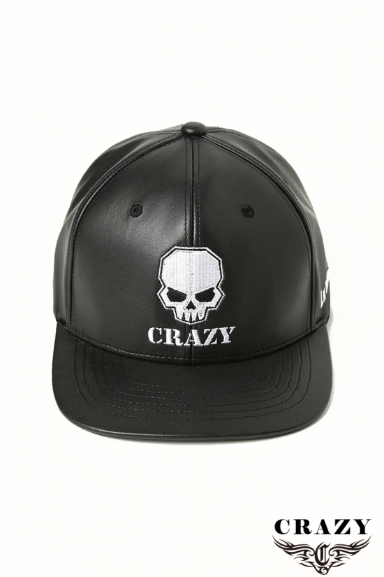 크레이지 어페럴 CRAZY Apparel 남성 스컬&레터링 자수로고 가죽 스냅백(CZ-SB2003)