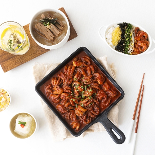 얼짱쭈꾸미 350g 덜매운맛 양념 쭈꾸미 볶음 밀키트 캠핑 음식