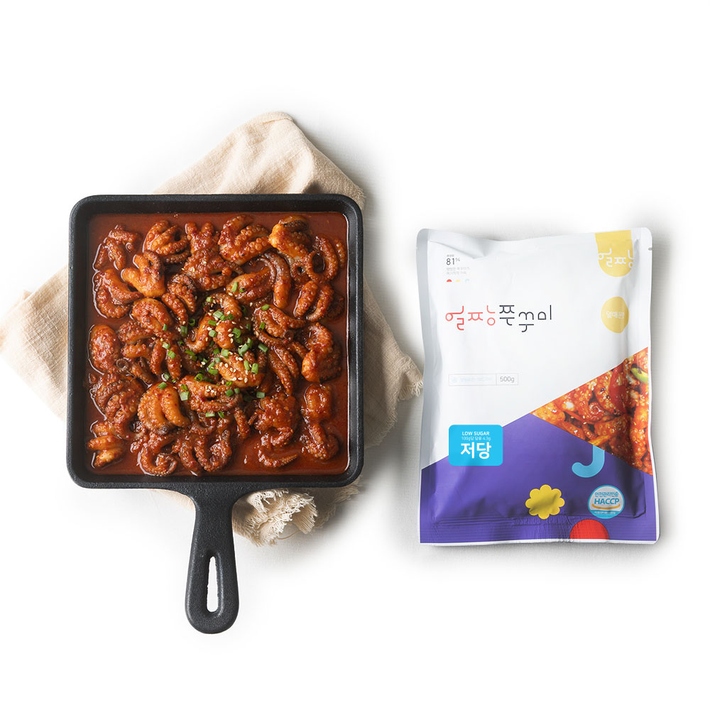 얼짱쭈꾸미 500g 덜매운맛 양념 쭈꾸미 볶음 밀키트 캠핑 음식