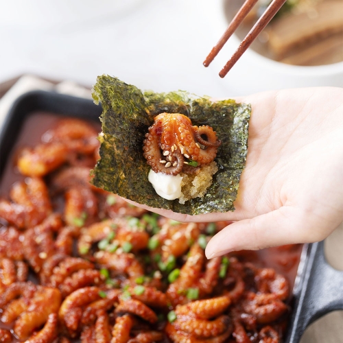 얼짱쭈꾸미 500g 덜매운맛 양념 쭈꾸미 볶음 밀키트 캠핑 음식