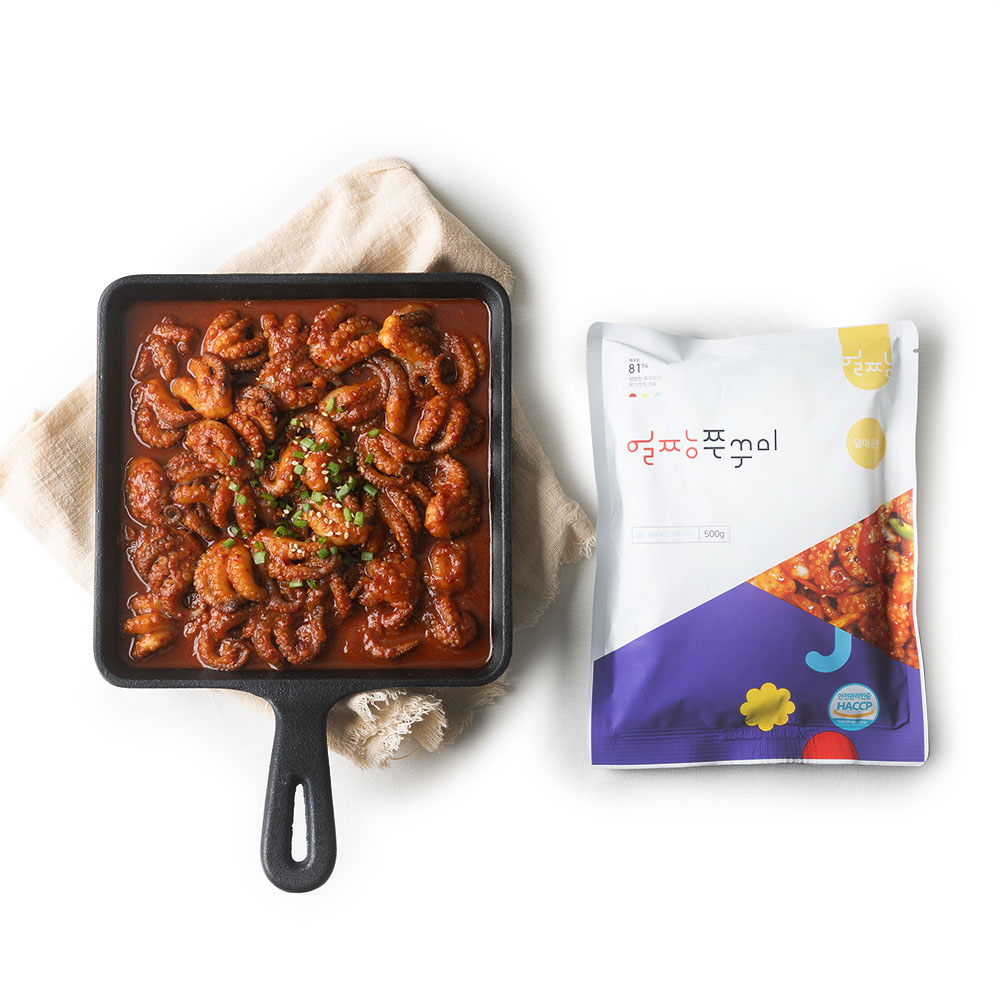 얼짱쭈꾸미 500g 덜매운맛 양념 쭈꾸미 볶음 밀키트 캠핑 음식