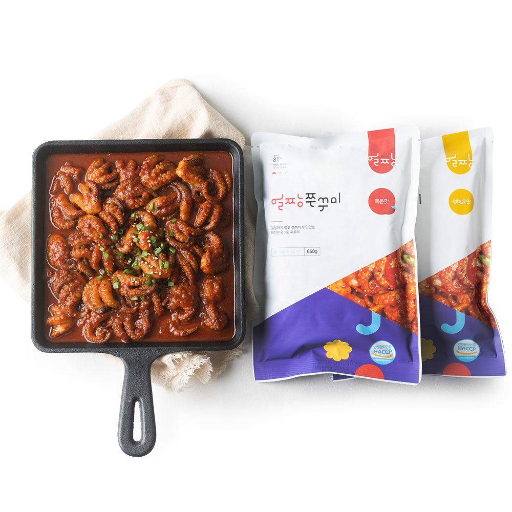 얼짱쭈꾸미 650g 매운맛 덜매운맛 양념 쭈꾸미 볶음 밀키트 캠핑 음식