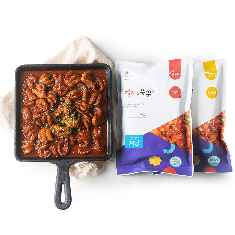 얼짱쭈꾸미 650g 매운맛 덜매운맛 양념 쭈꾸미 볶음 밀키트 캠핑 음식