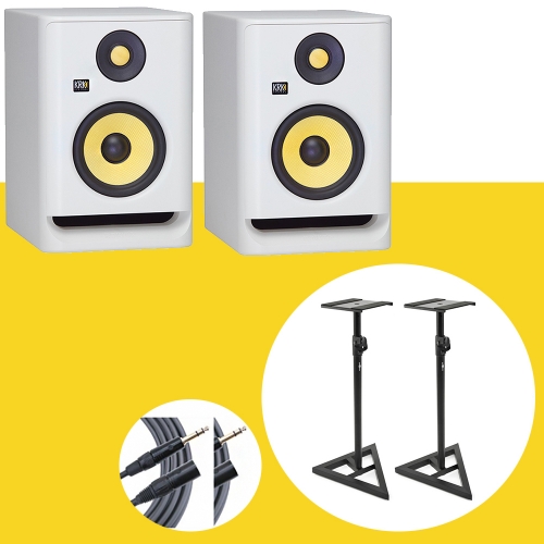 KRK ROKIT8 G4 White 1조2개+ 3m케이블+ 스피커스탠드 | 220V 정식수입품