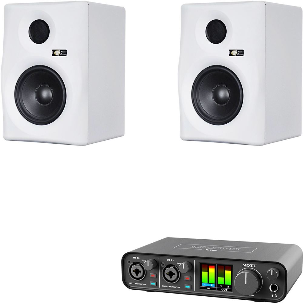 MOTU M2 USB오디오인터페이스 + Gibbon5 White 1조2개 | MICtech TRS-XLR 1.5m 2개 포함 | CubasePro 마우스패드 증정 | 정식수입품 | 리뷰포함