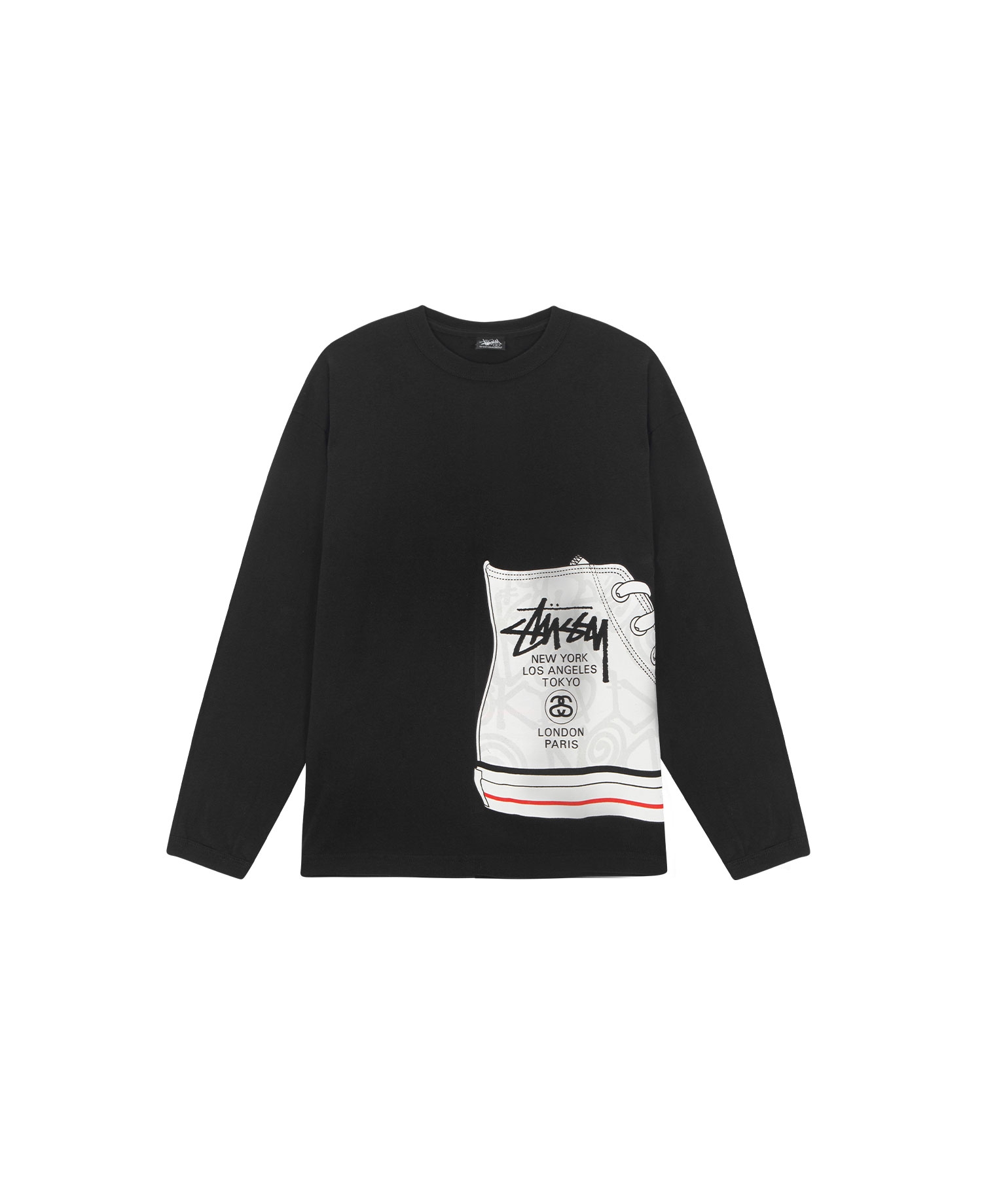 VINTAGE STUSSY DEADSTOCK GRAPHIC LONG SLEEVE_BLACK