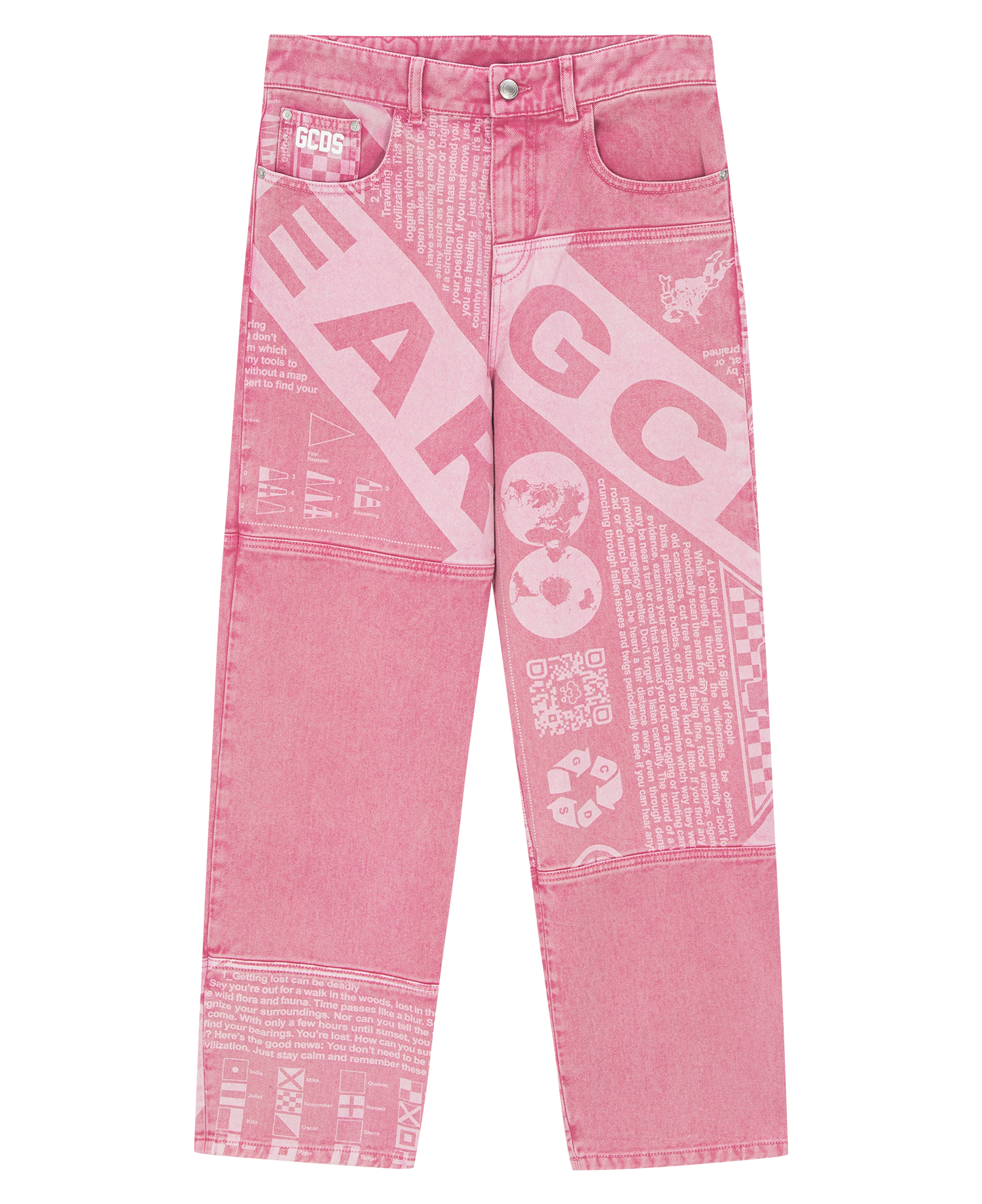 OVERDYED UNIVERSAL FLAG ULTRAWIDE DENIM PANTS_PINK