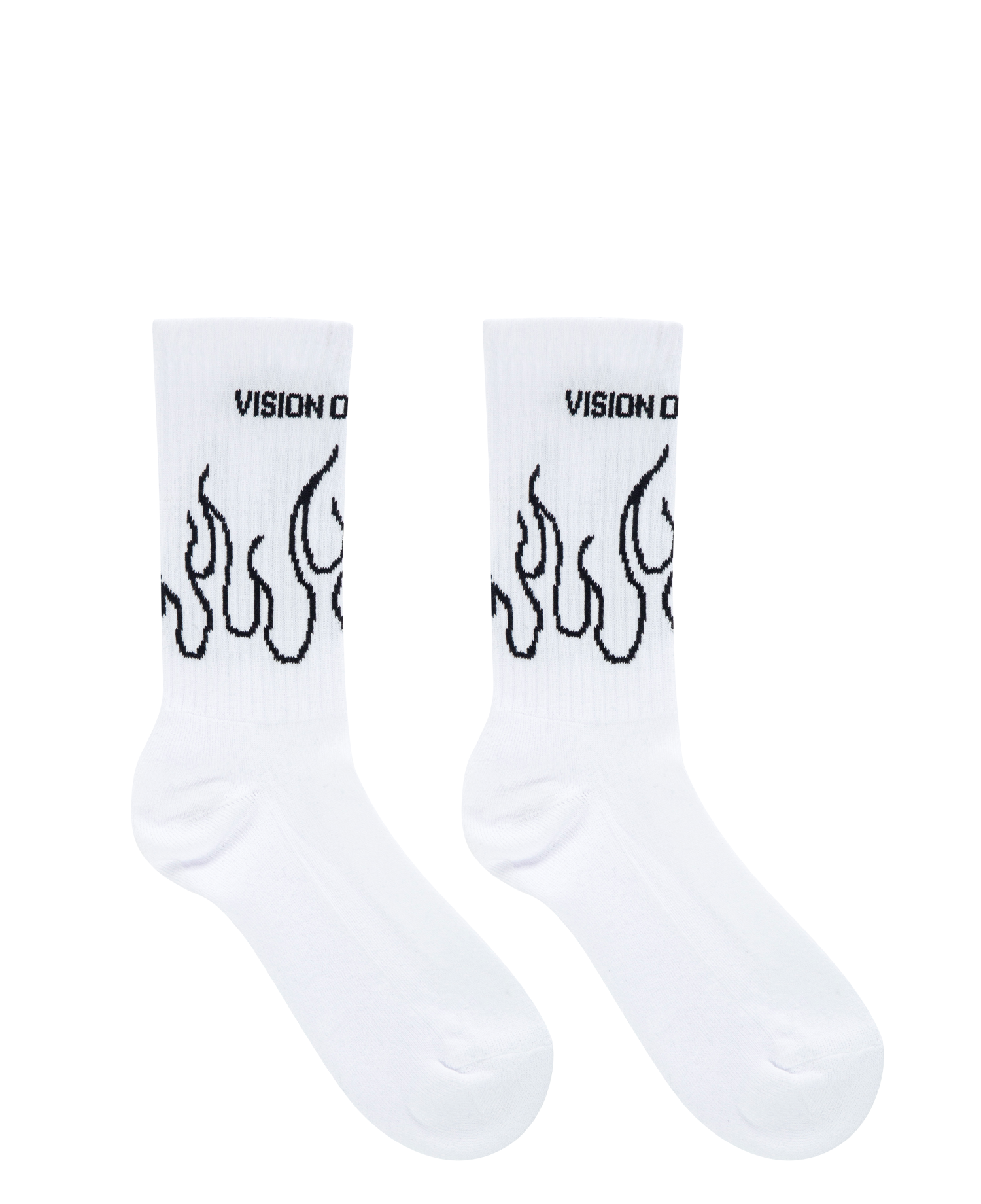 WHITE SOCKS WITH BLACK FLAME CONTOUR_WHITE