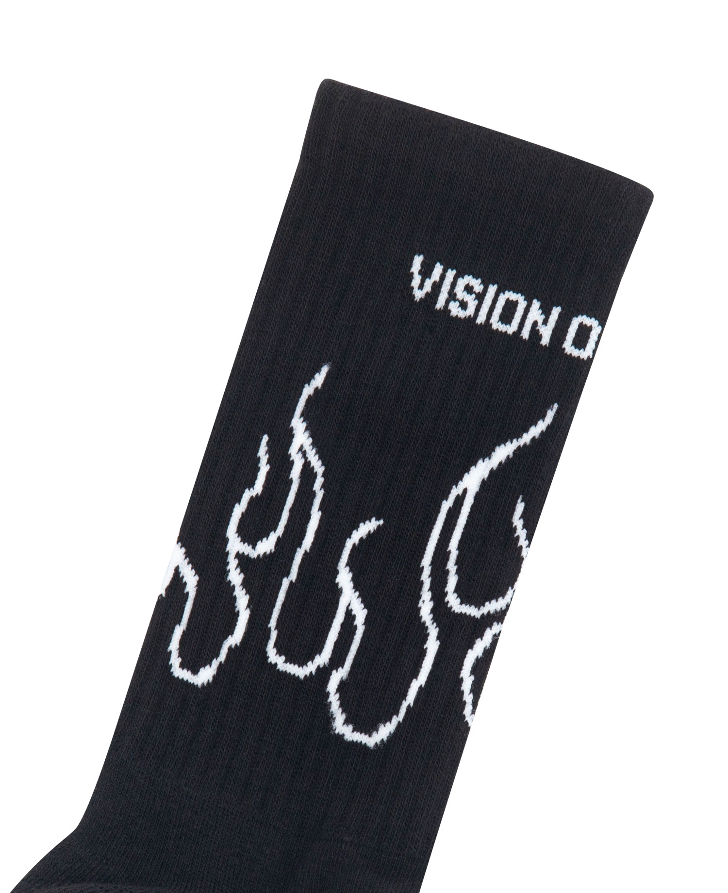 BLACK SOCKS WITH WHITE CONTOUR FLAMES_BLACK