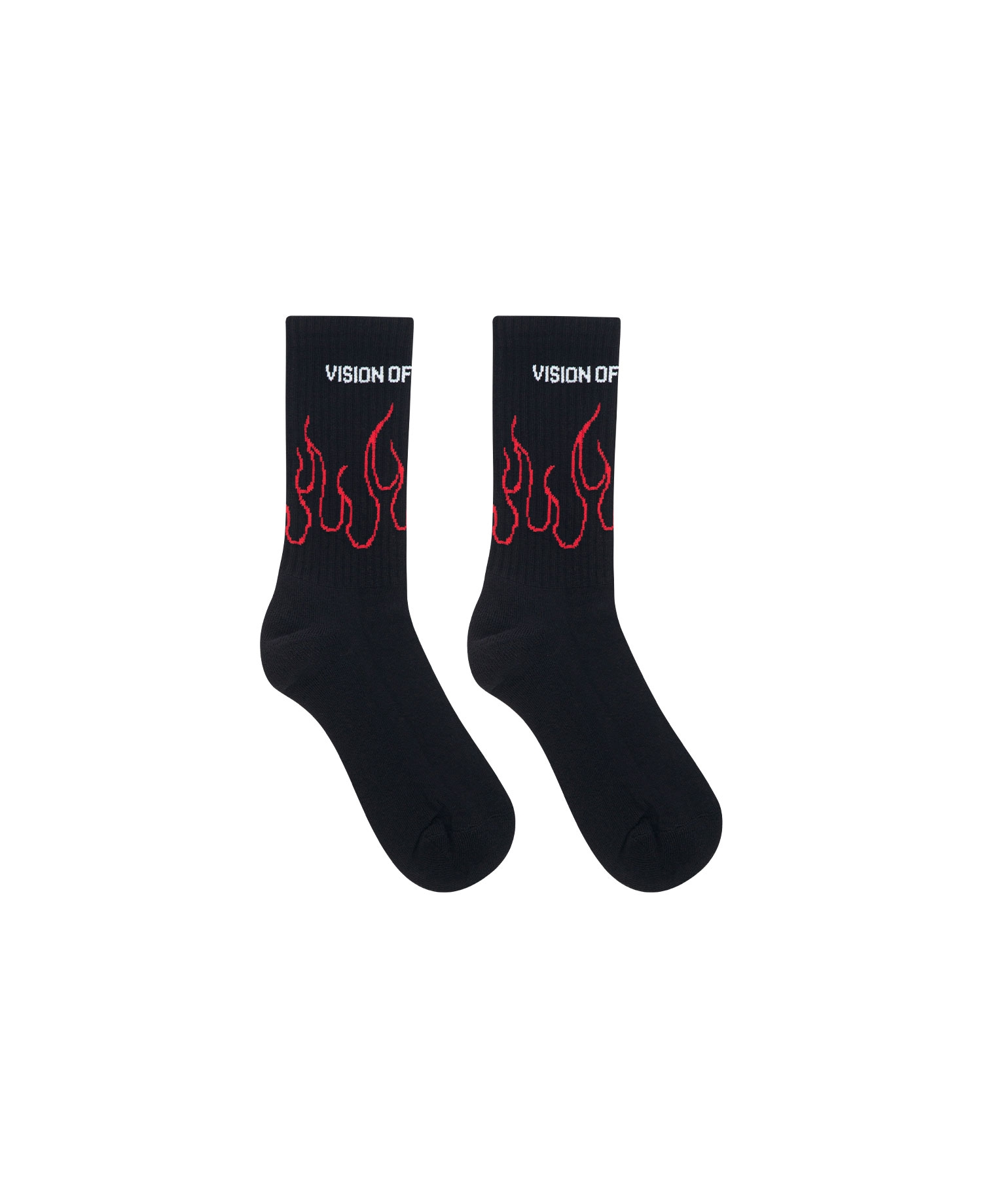 BLACK SOCKS WITH RED CONTOUR FLAMES_BLACK