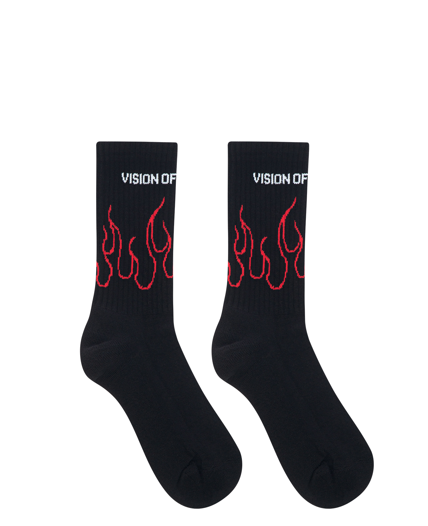 BLACK SOCKS WITH RED CONTOUR FLAMES_BLACK