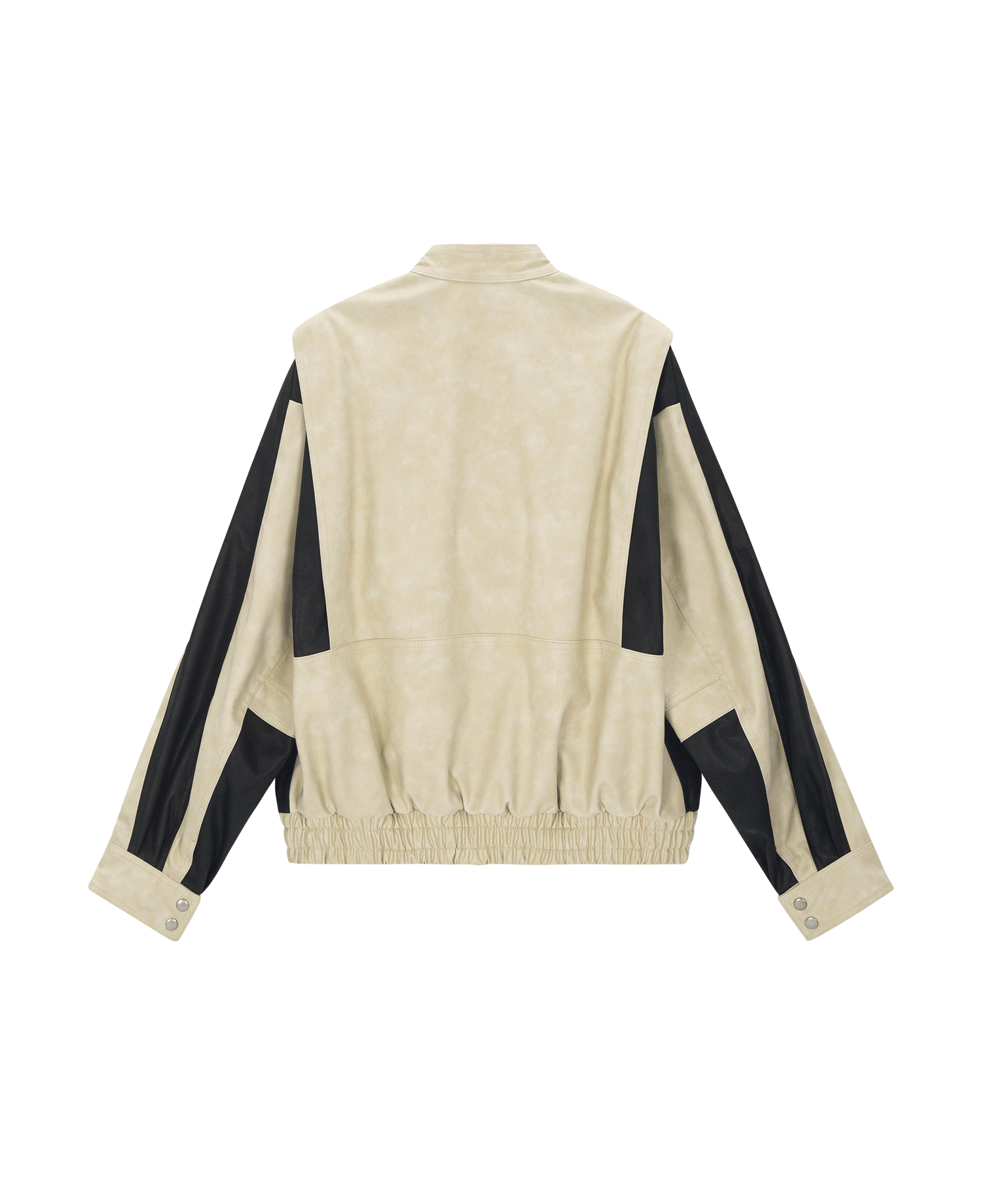 BIKER DETAIL SCRAPED FAUX LEATHER 3D BLOUSON(SJ009)_CREAM