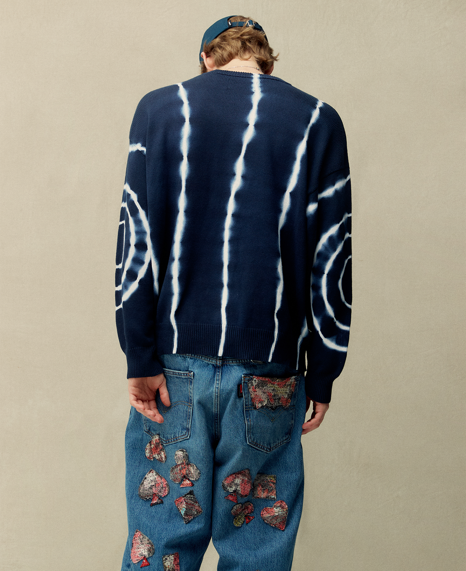 INSANE TIE DYE KNIT PULLOVER_NAVY