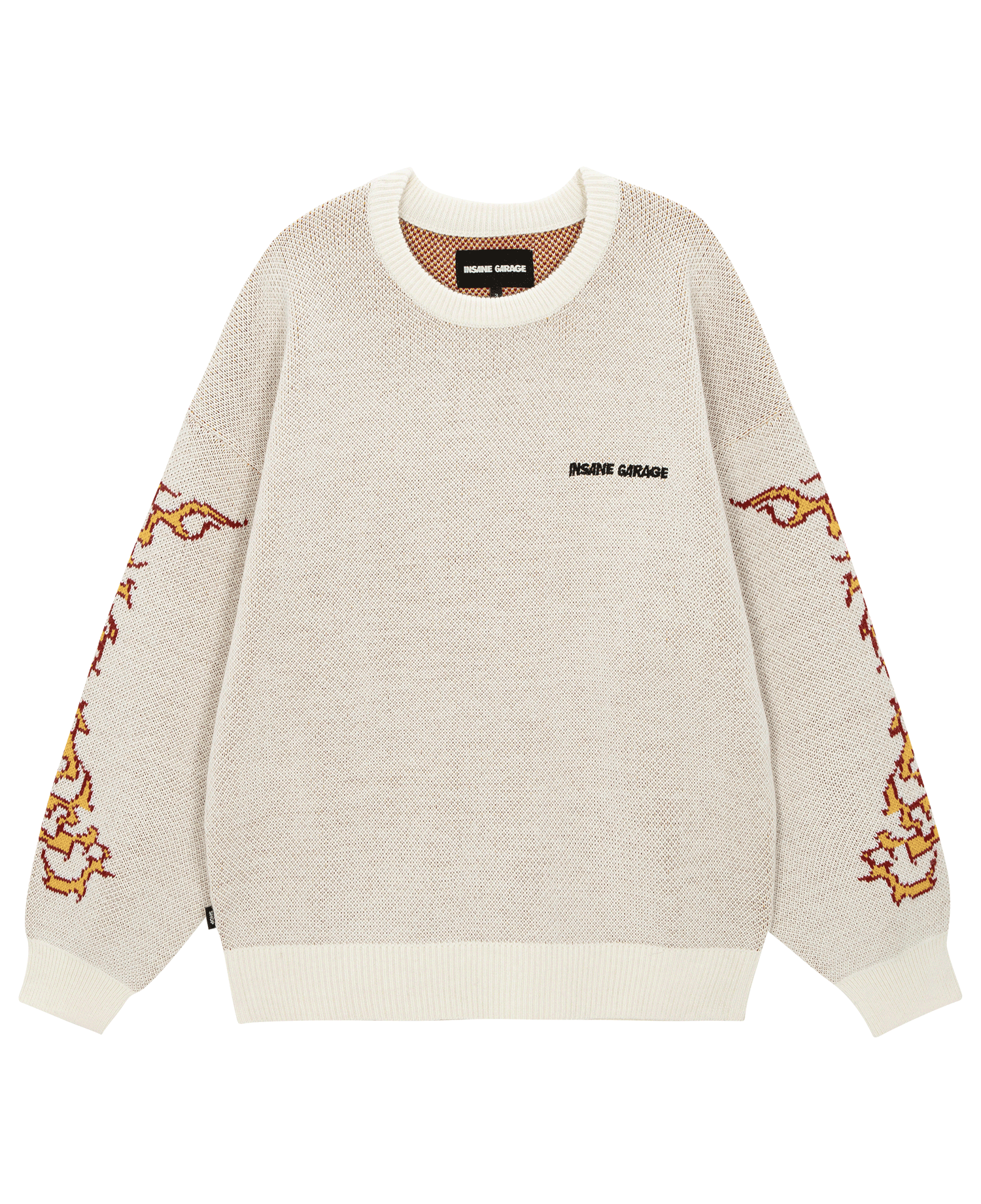 INSANE FLAME JACQUARD KNIT PULLOVER_IVORY