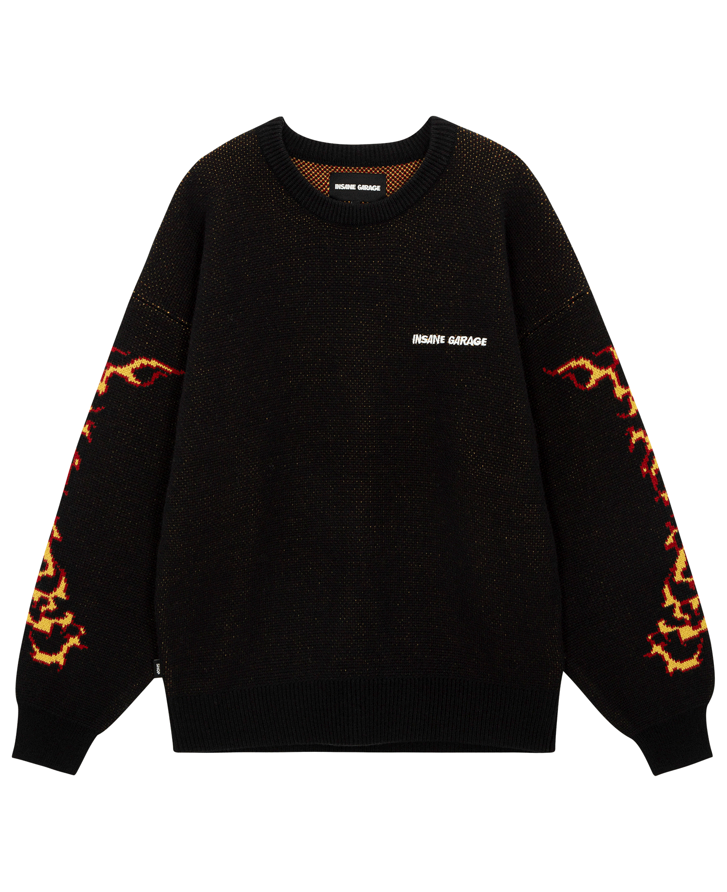 INSANE FLAME JACQUARD KNIT PULLOVER_BLACK