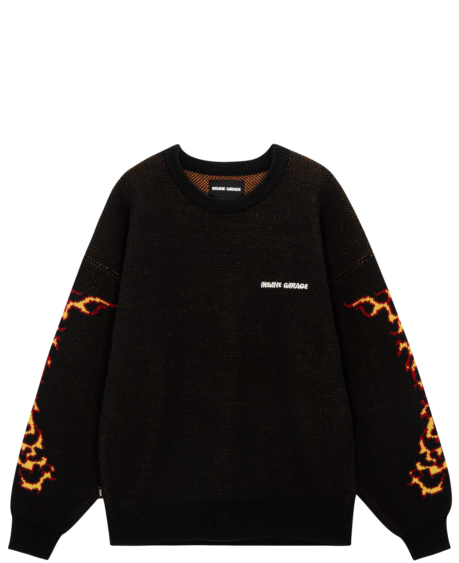 INSANE FLAME JACQUARD KNIT PULLOVER_BLACK