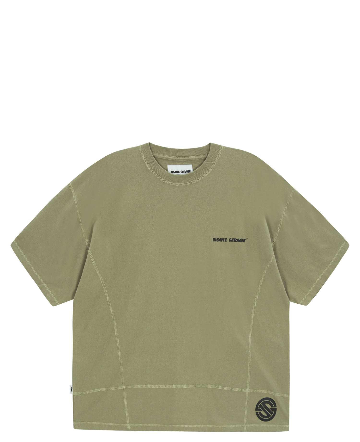 INSANE CONSTRUCTED OVERLOCKED T-SHIRT_FATIGUE GREEN