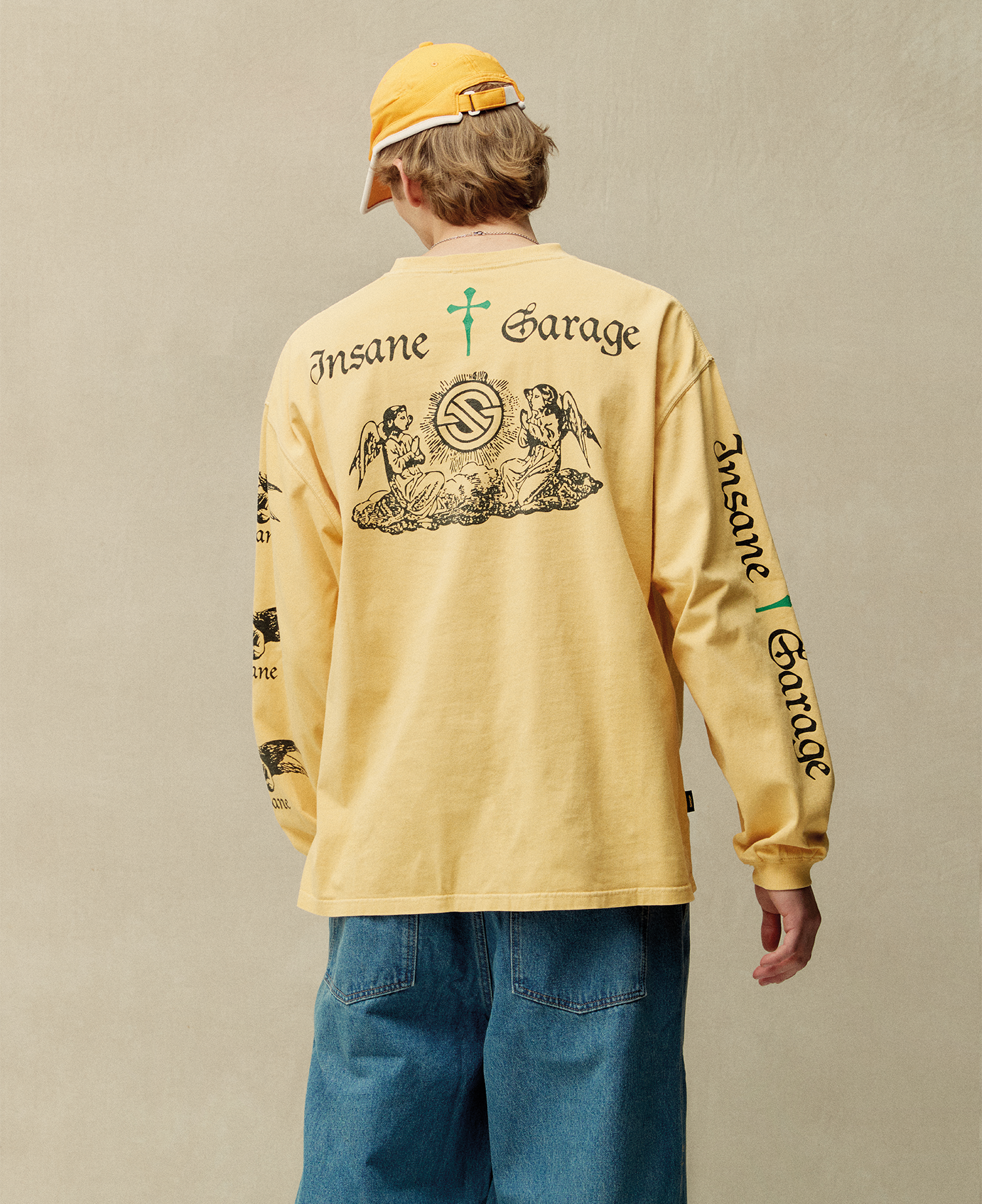 PRAY FOR INSANE LONG SLV T-SHIRT_YELLOW