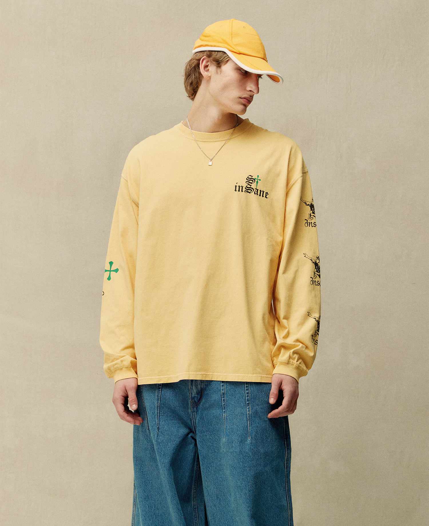 PRAY FOR INSANE LONG SLV T-SHIRT_YELLOW