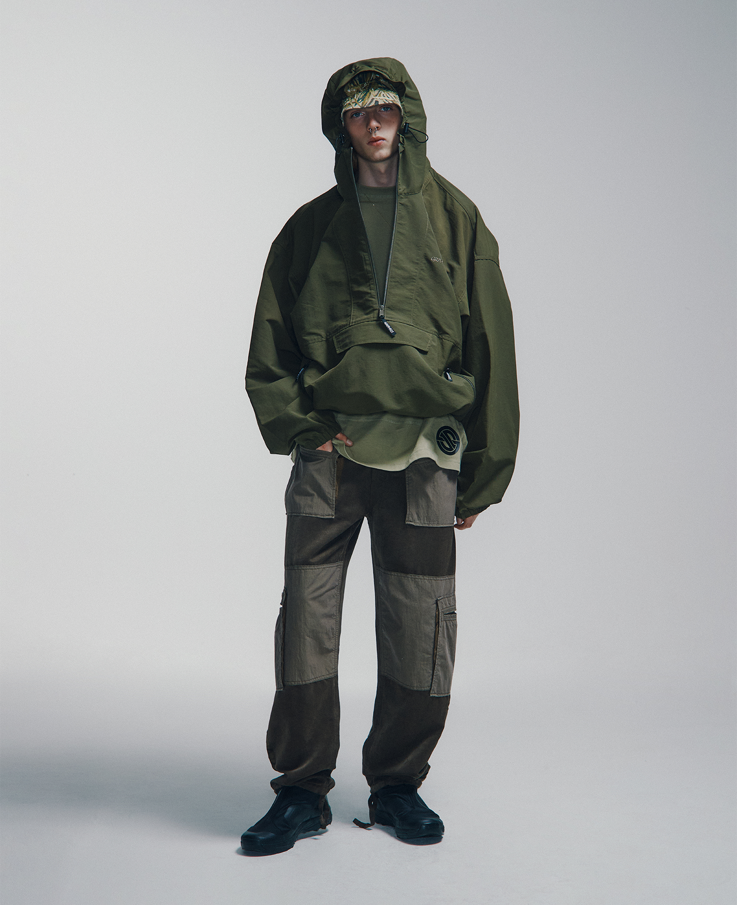 NYLON TUSSAH ANORAK DEEP_OLIVE