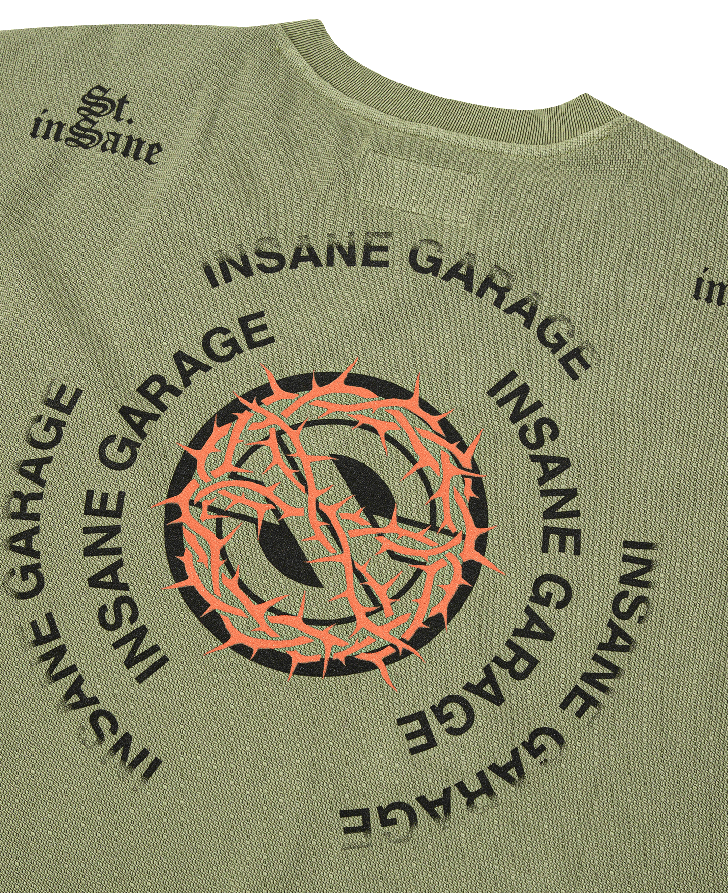 INSANE TEXTURED GRAPHIC LONG SLV T-SHIRT_OLIVE