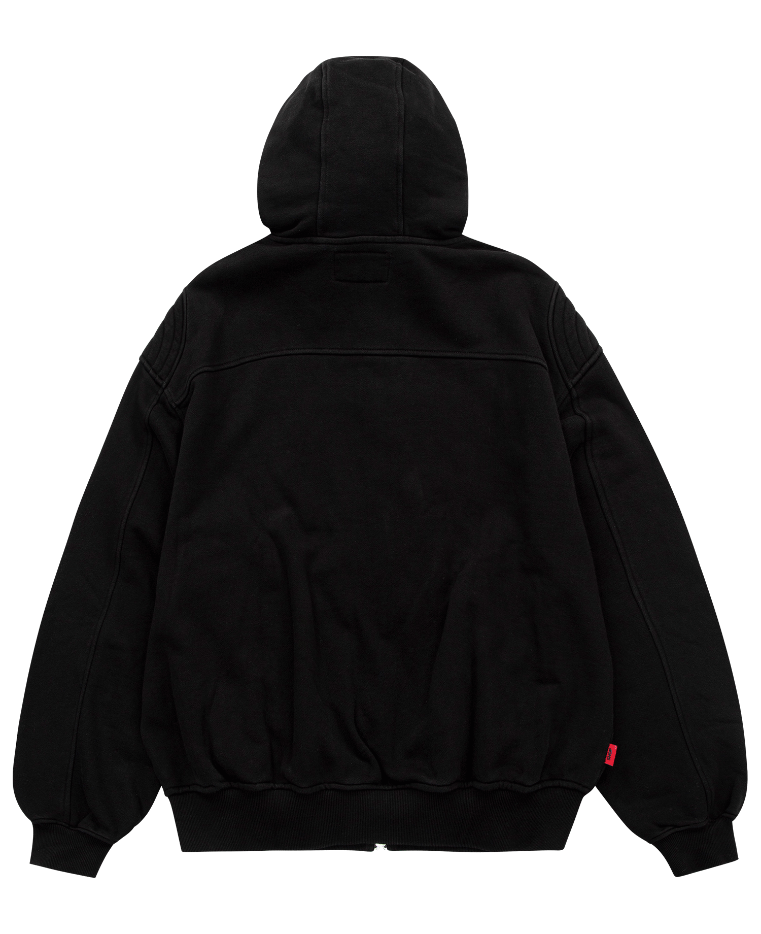 INSANE PADDED SHOULDER ZIP FRONT HOODIE_BLACK