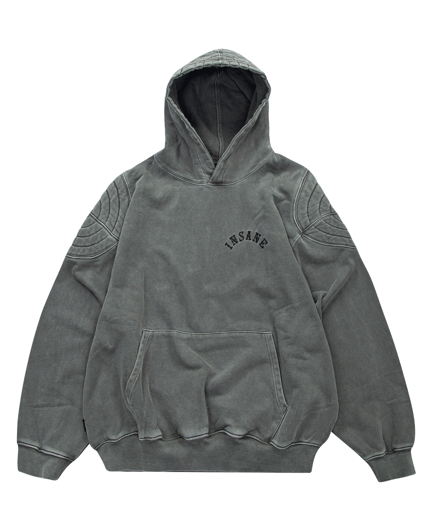 INSANE PADDED SHOULDER HOODIE_CHARCOAL