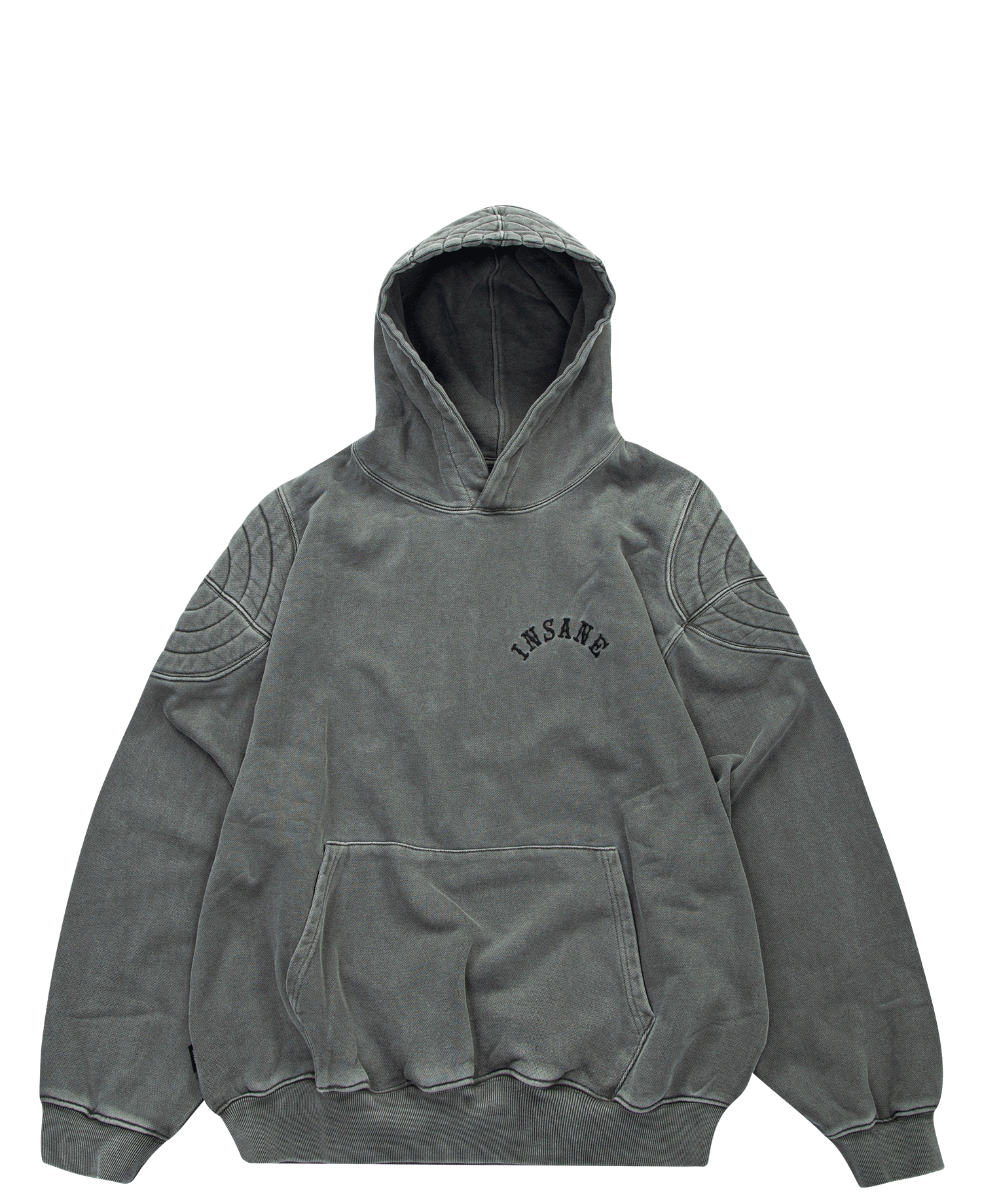 INSANE PADDED SHOULDER HOODIE_CHARCOAL