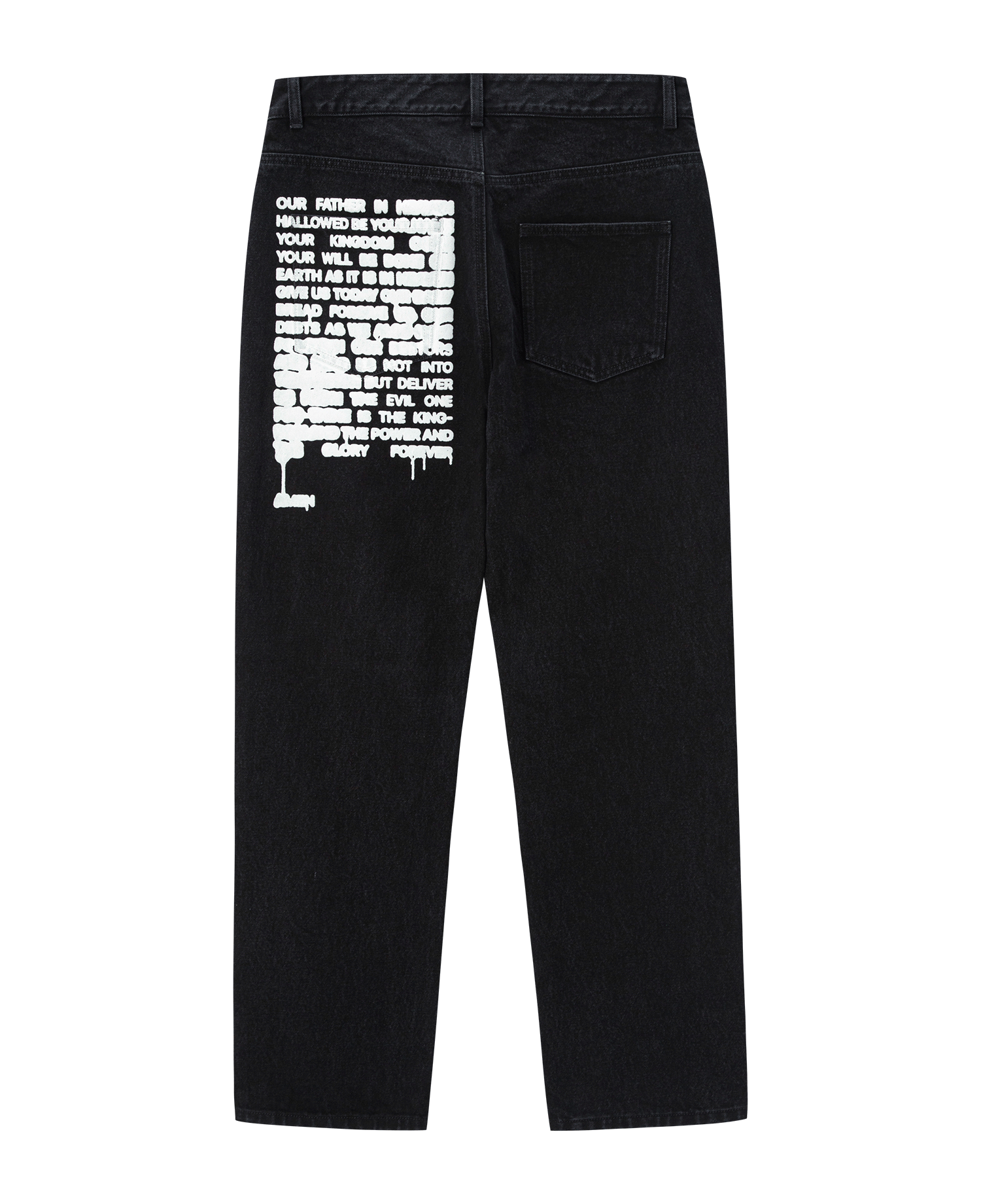 INSANE LETTERING DENIM PANTS_BLACK