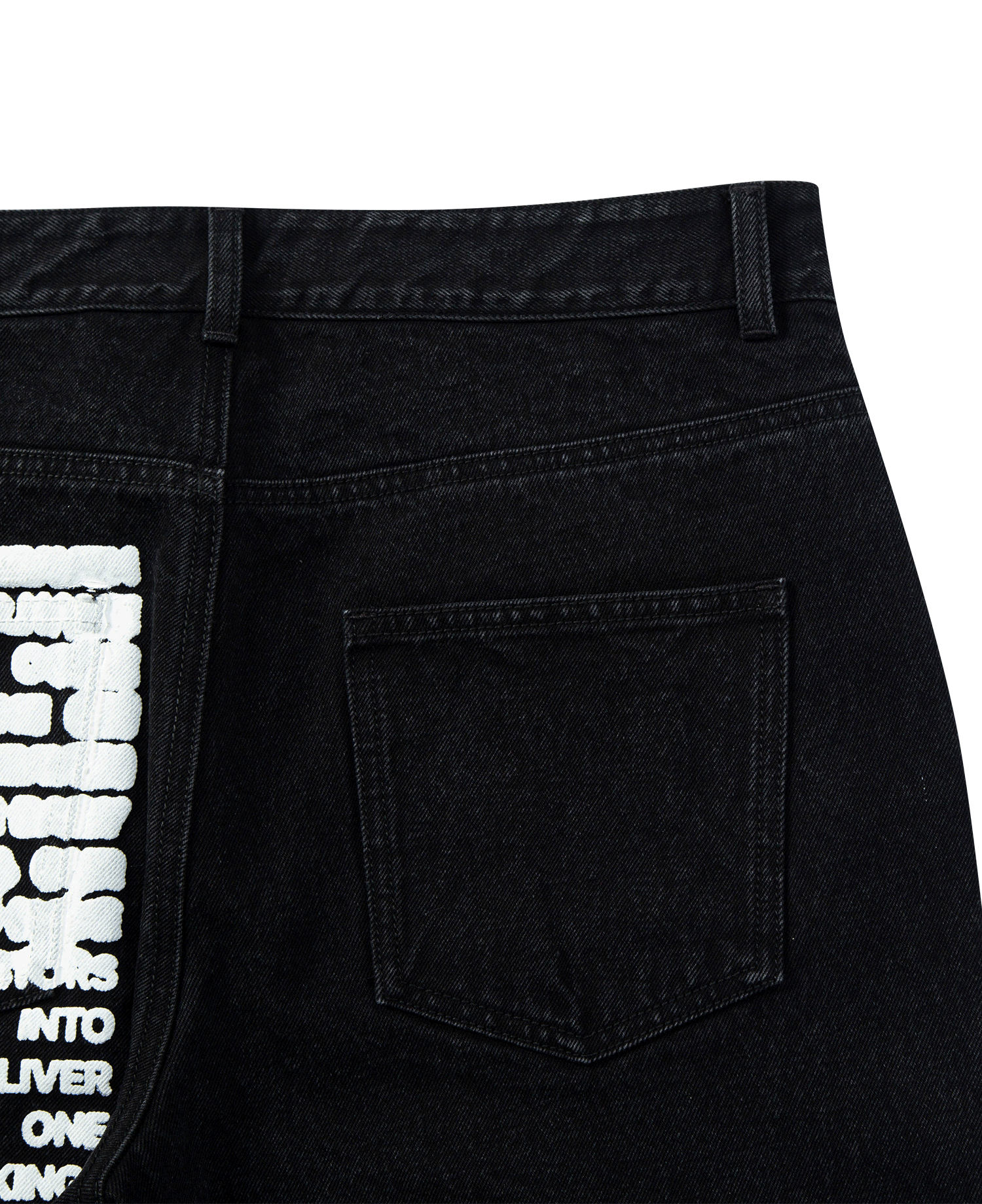 INSANE LETTERING DENIM PANTS_BLACK