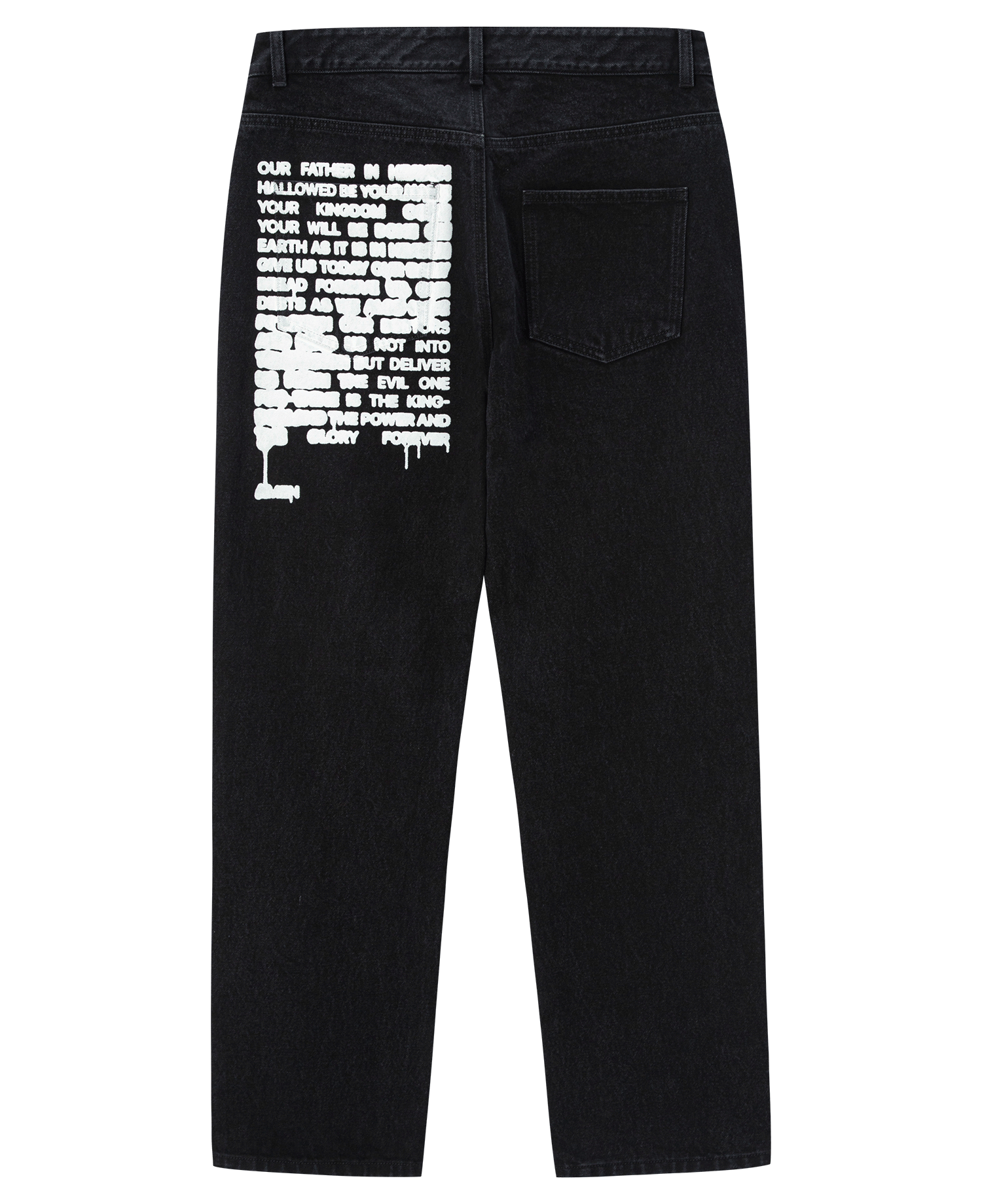 INSANE LETTERING DENIM PANTS_BLACK