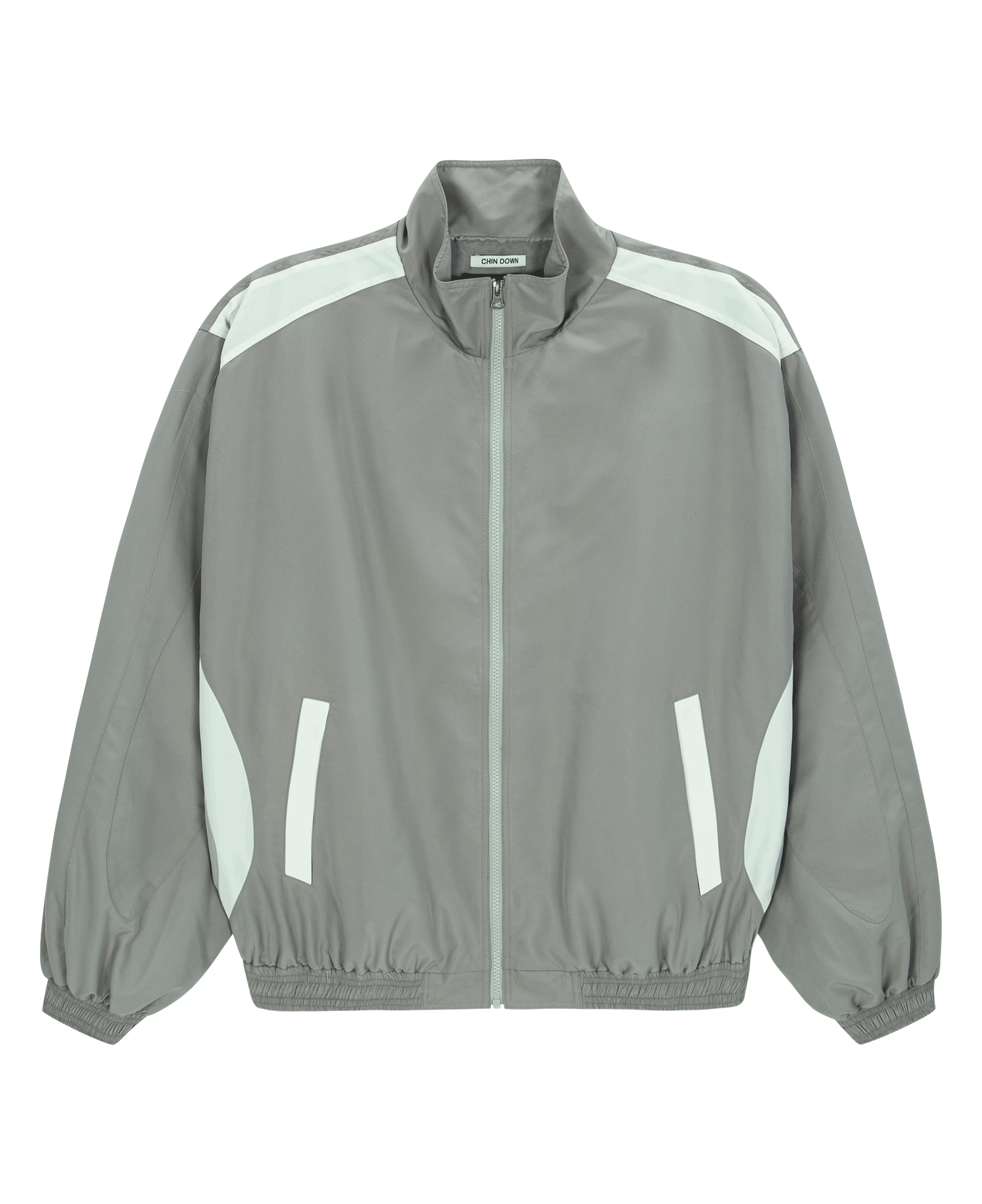 CURVED OVERSIZE TRACK JACKET_ GRAY