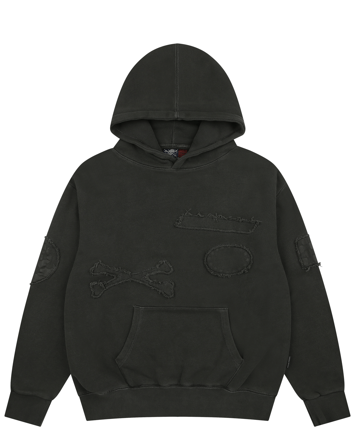 PIGMENT PATCHED HOODIE_CHARCOAL