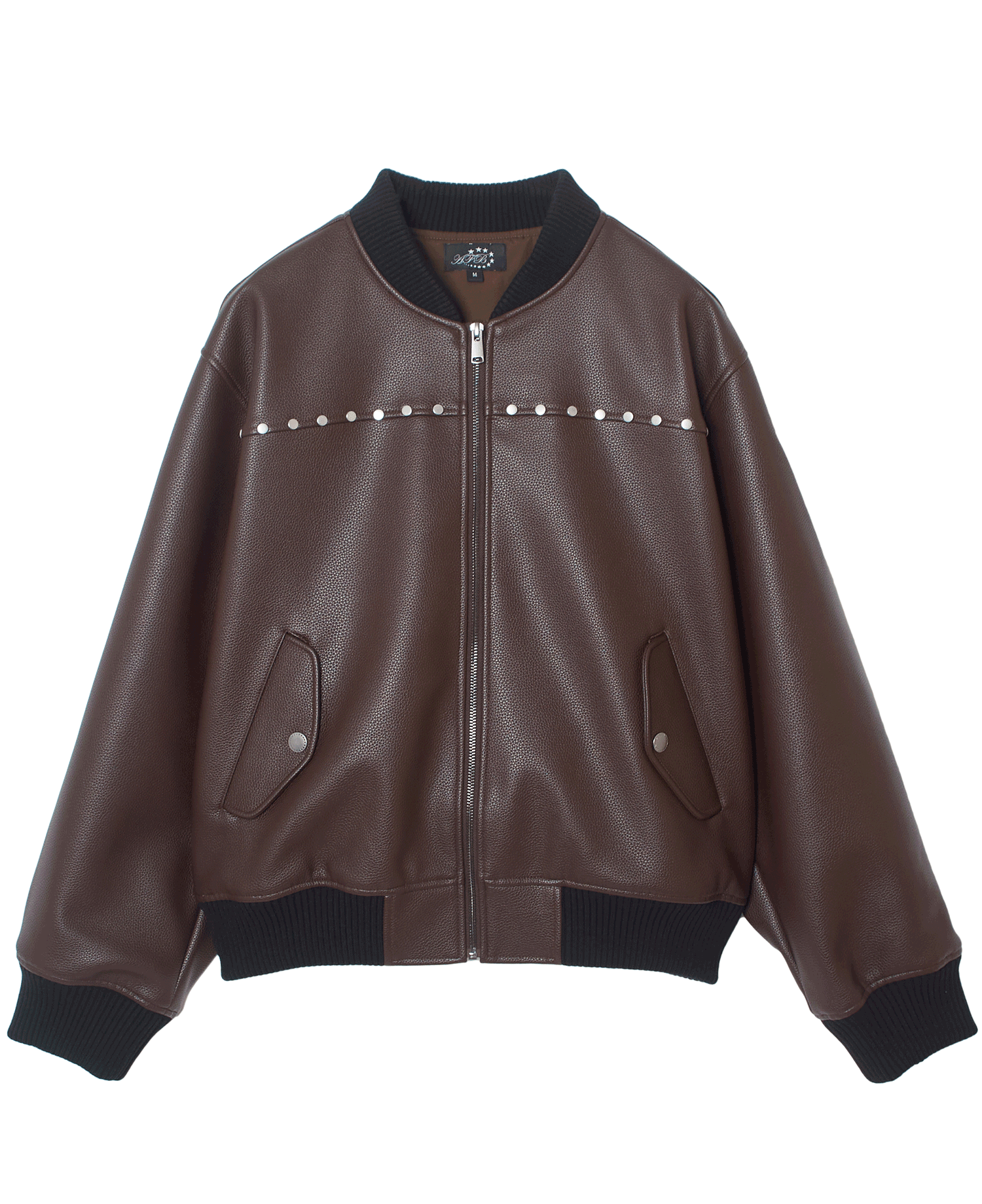 STUDDED BOMBER JACKET_BROWN