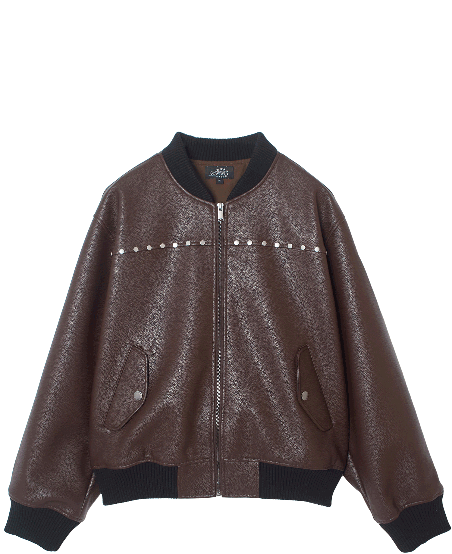 STUDDED BOMBER JACKET_BROWN