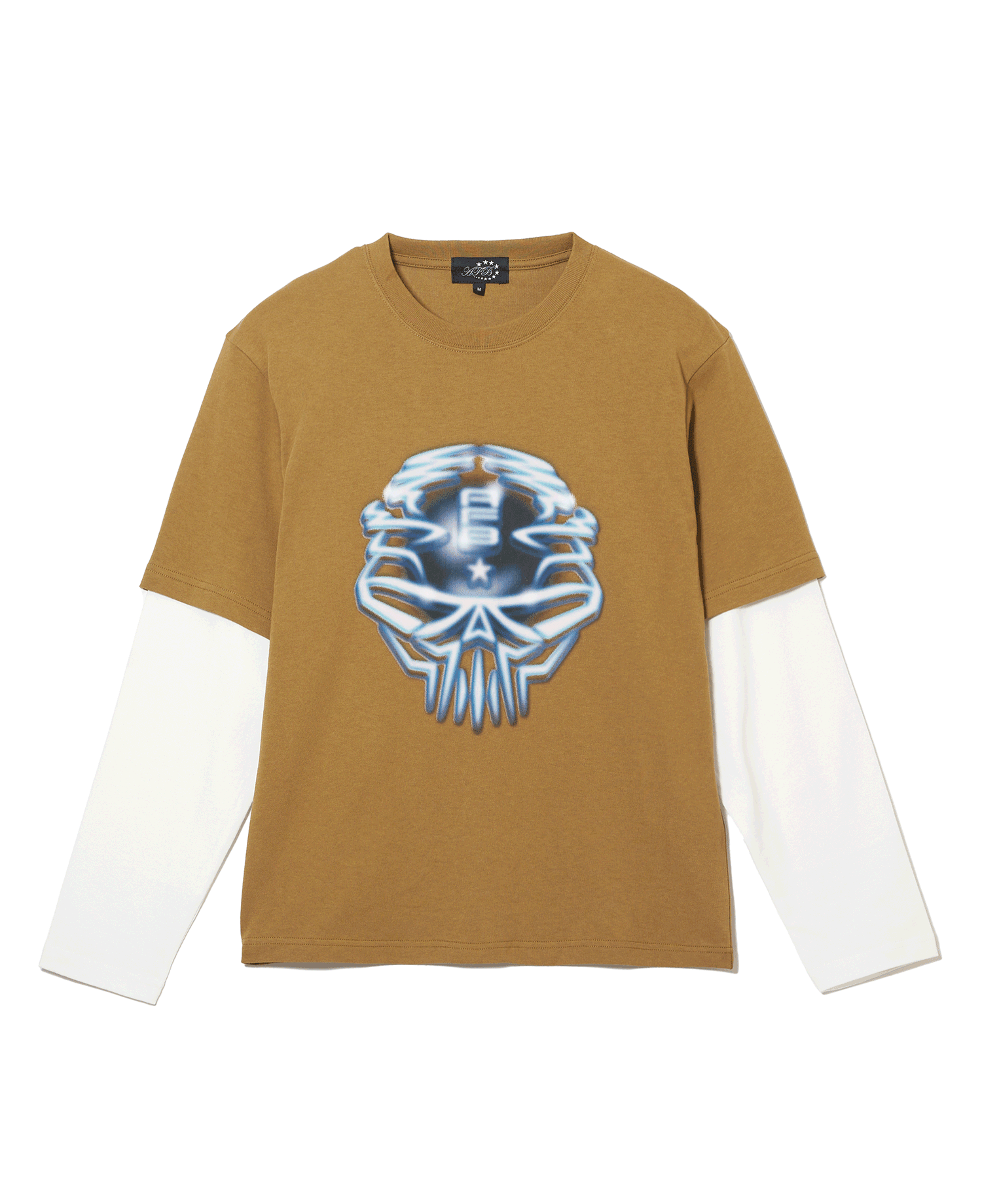 SKULL LAYERD TEE_KHAKI